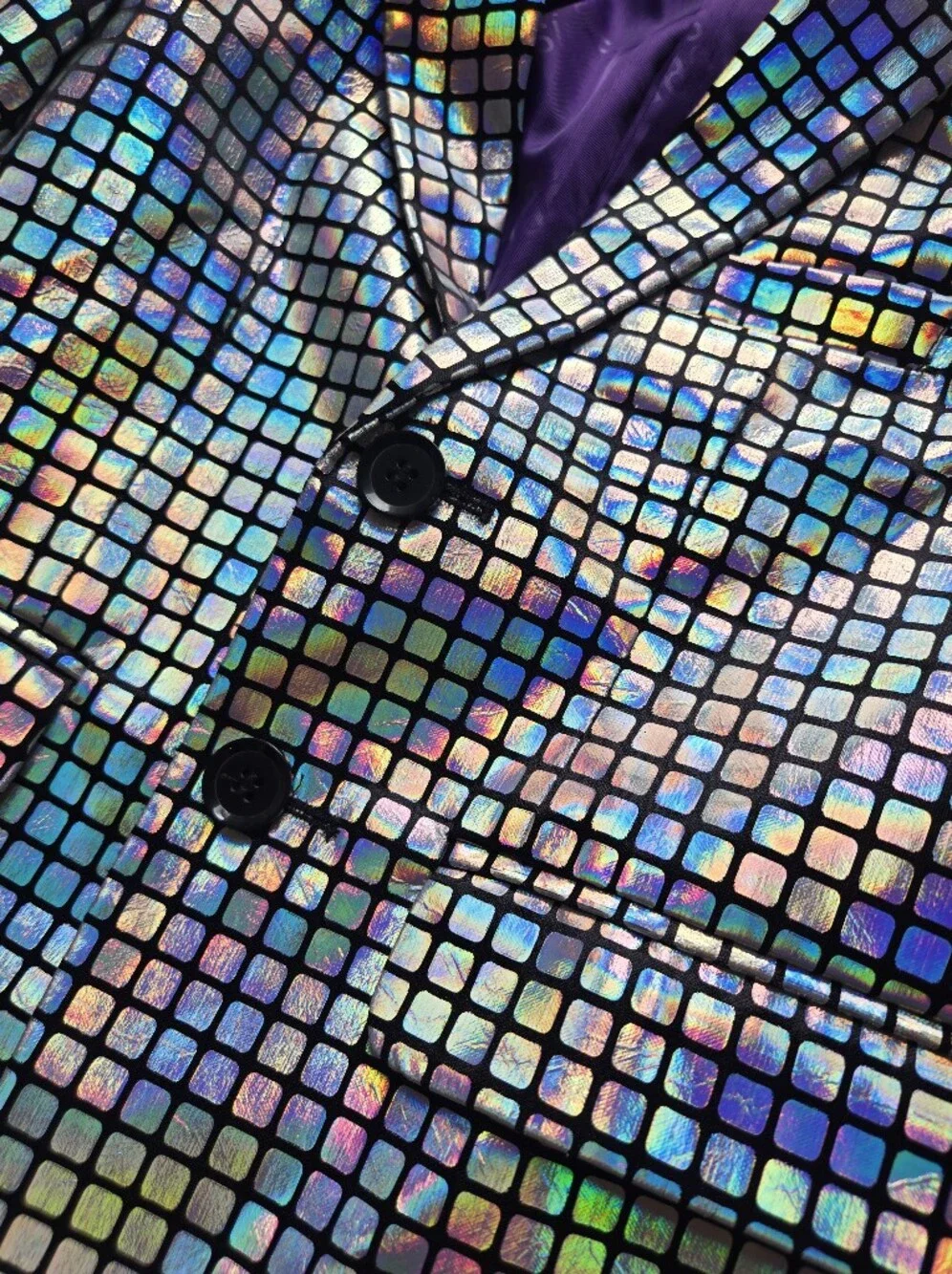 Boys OppoSuits Iridescent Holographic Checkered Blazer & Pants - Silver Multi